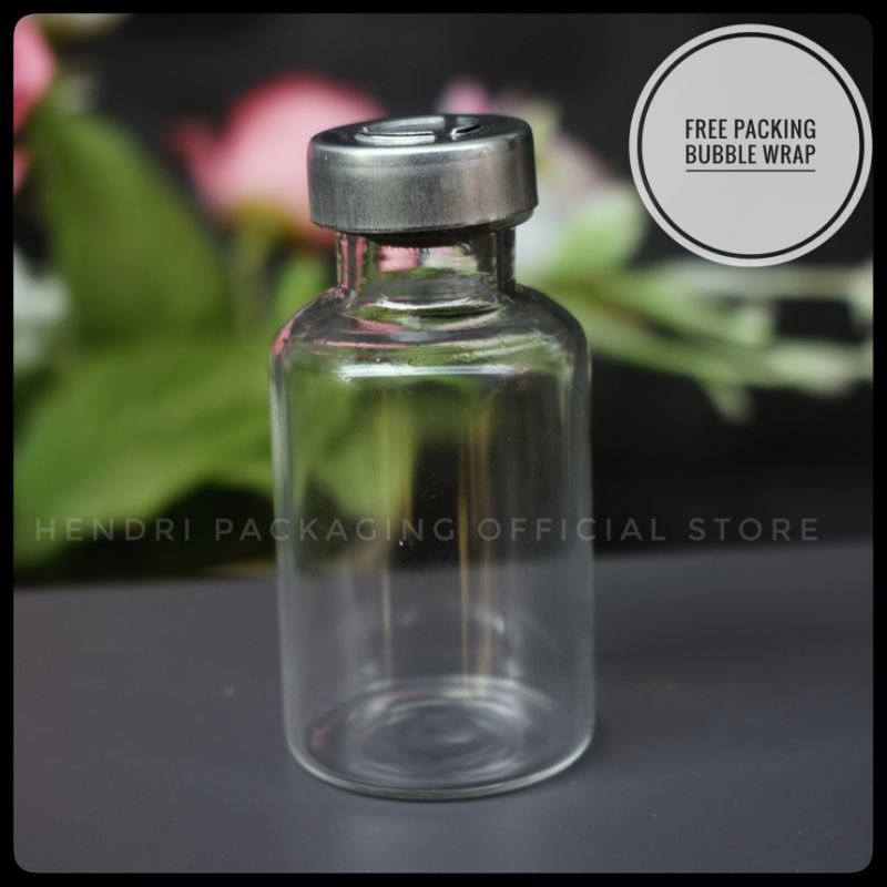 Jual Botol Kaca Vial 20ml Tutup Karet Segel Aluminium | Shopee Indonesia