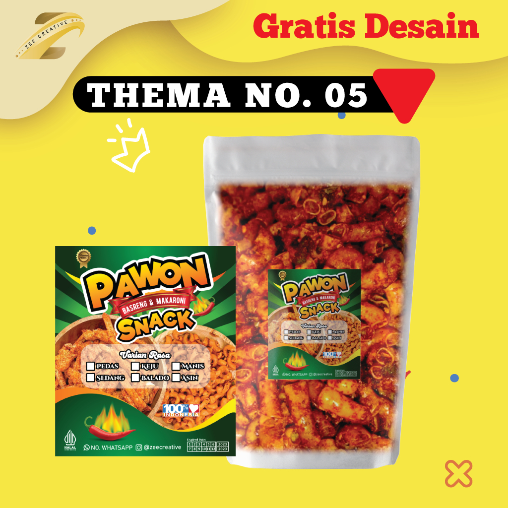 Jual Stiker Label Snack Jajanan Kemasan Pouch Plastik Desain Product Customb Makaroni Basreng