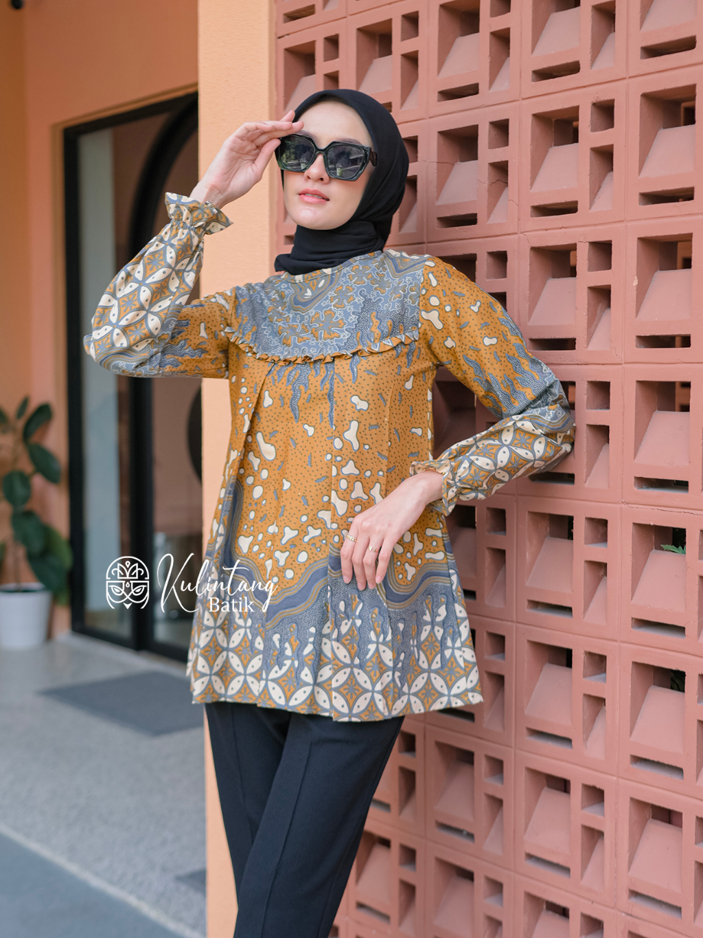 Jual Monica Blouse Atasan Baju Batik Wanita Kerja Kantor Modern ...