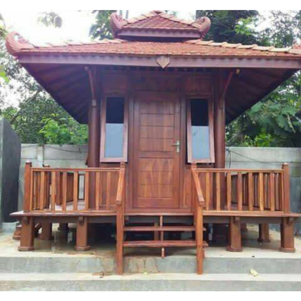Jual Gazebo Mushola Ukuran 4,5x4,5 Meter Kayu Jati Atap Genteng, Rumah