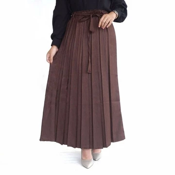 Rok Plisket Semi Woll Rok Kerja Pinggang Karet Rok Kantor Rok Guru Pinggang Karet Rok Kerja