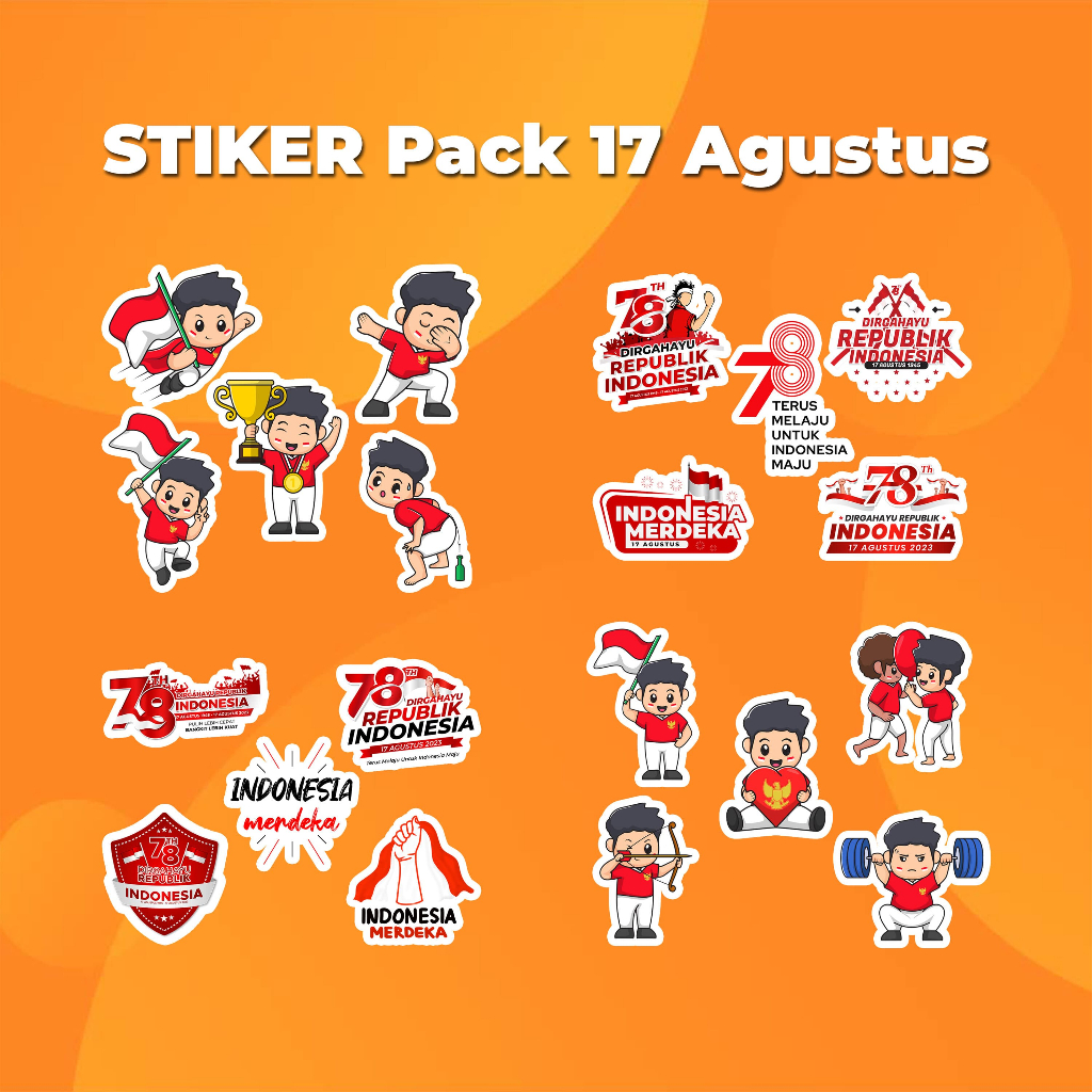 Jual Sticker Stiker Pack Edisi Hut Ri Untuk Handphone Laptop Tablet