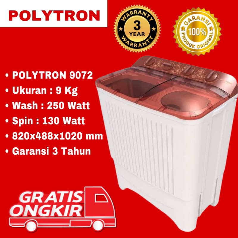 Jual Mesin Cuci Polytron Primadona 2 Tabung 9 Kg / Polytron Mesin Cuci ...