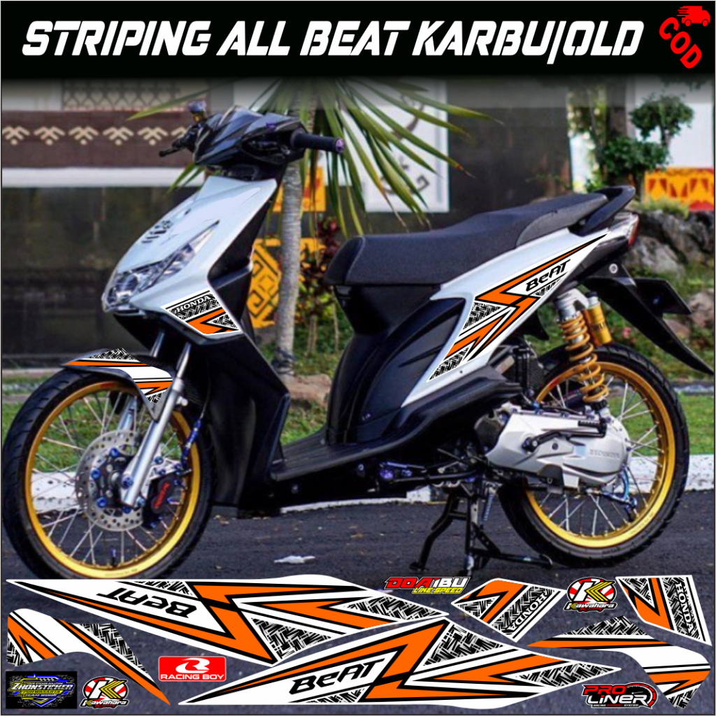 Jual striping variasi honda BEAT KARBU/OLD sticker racing list polet
