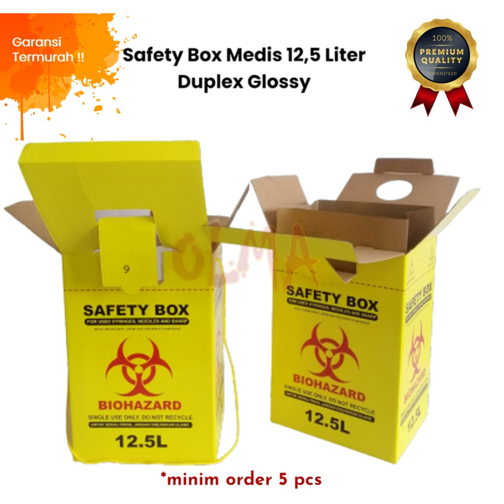 Jual Safety Box Medis 12 5 Liter Biohazard Inner+Tali Tempat Limbah