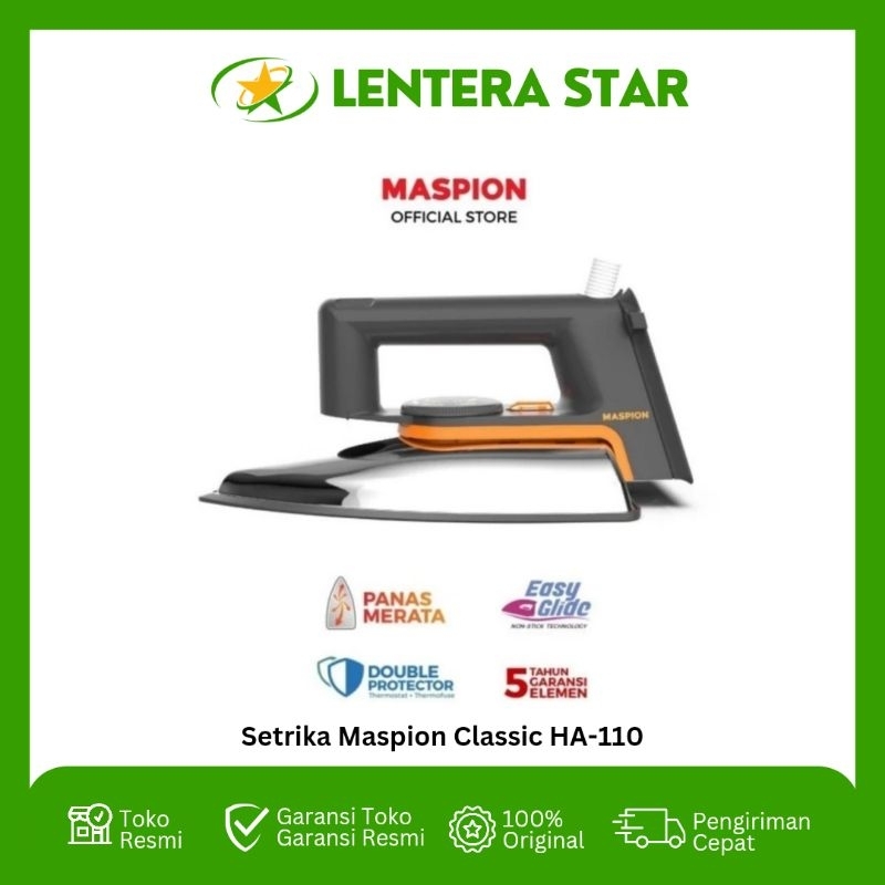 Jual Setrika Classic Low Watt Anti Lengket Maspion HA110 HA-110 HA 110 ...