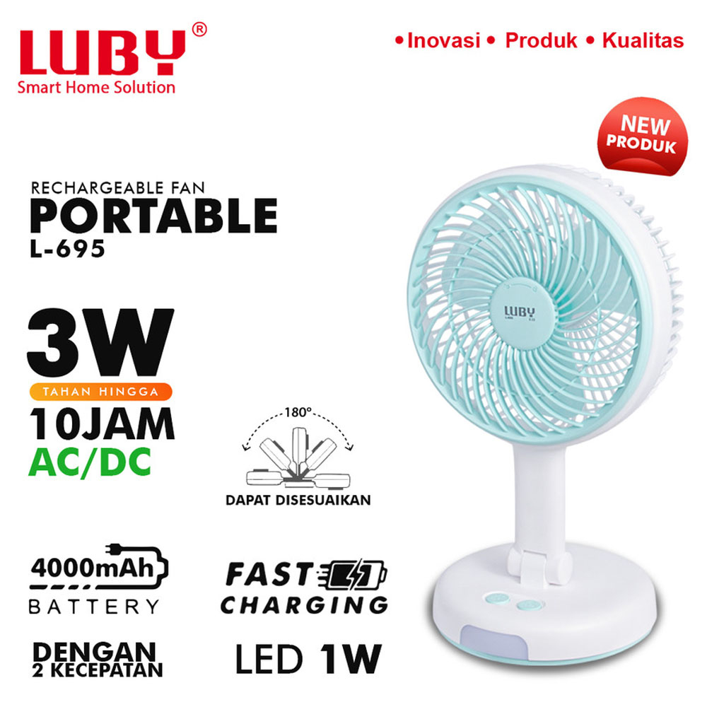 Jual Kipas Lampu LED Rechargeable Besar Portable Luby L-695 Pendingin ...