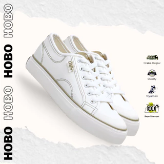 HOBO.ID Sepatu Wanita Sneaker Putih Garis Biru Import Sport Sepatu Casual Korea Style Murah