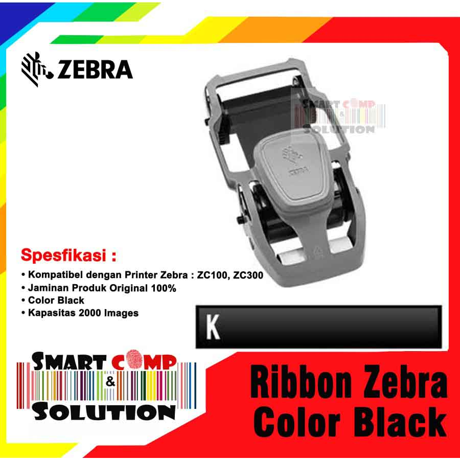 Jual Ribbon Zebra ZC100 ZC300 Black Resin 2000 Images Original - 800300 ...