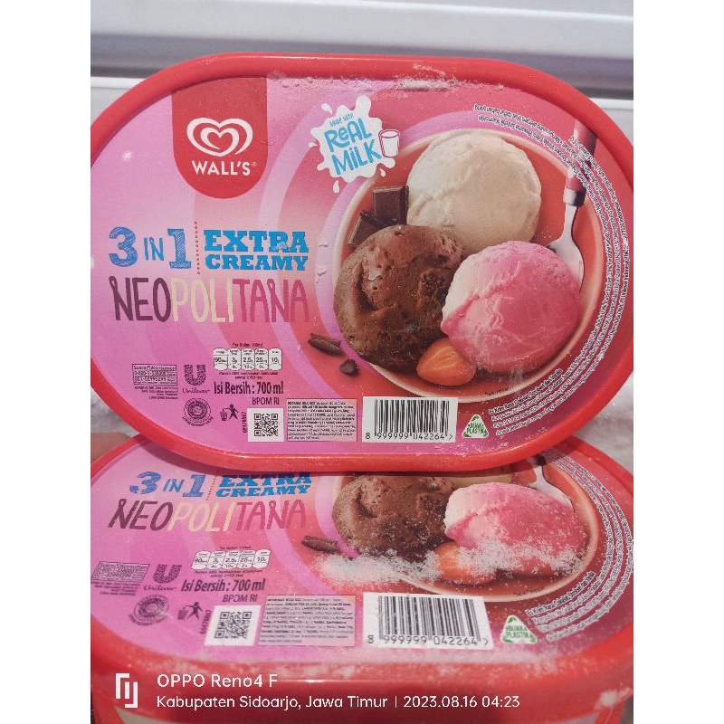 Jual ice Cream Walls Neopolitana,Deluxe,Coklat vanila 700ml | Shopee ...