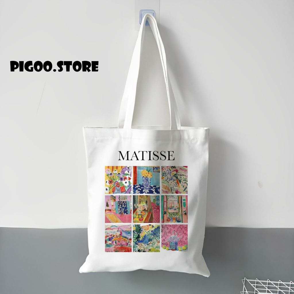 Tote Bag Kanvas Bergambar Lukisan estetik/ ToteBag Wanita Aesthetic Tote  Bag Pria Aesthetic Van gogh Tas Kuliah Estetik Tas Murah Tote Bag 
