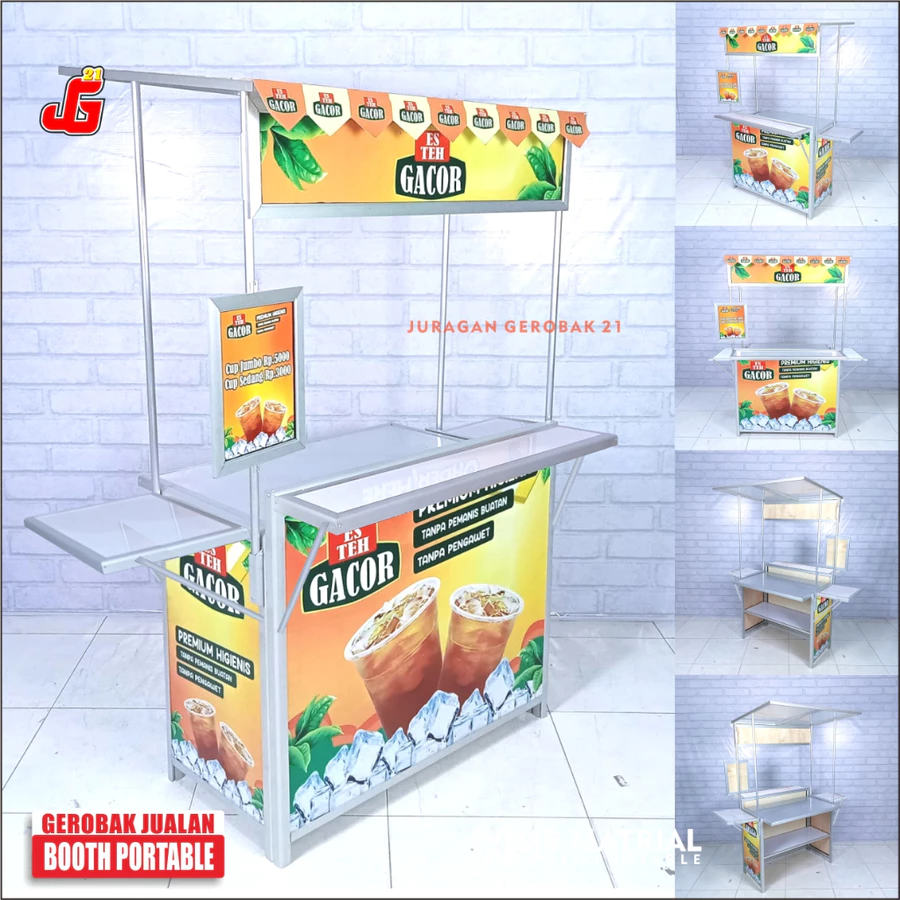 Booth portable Gerobak 21 Meja Lipat Plus Atap