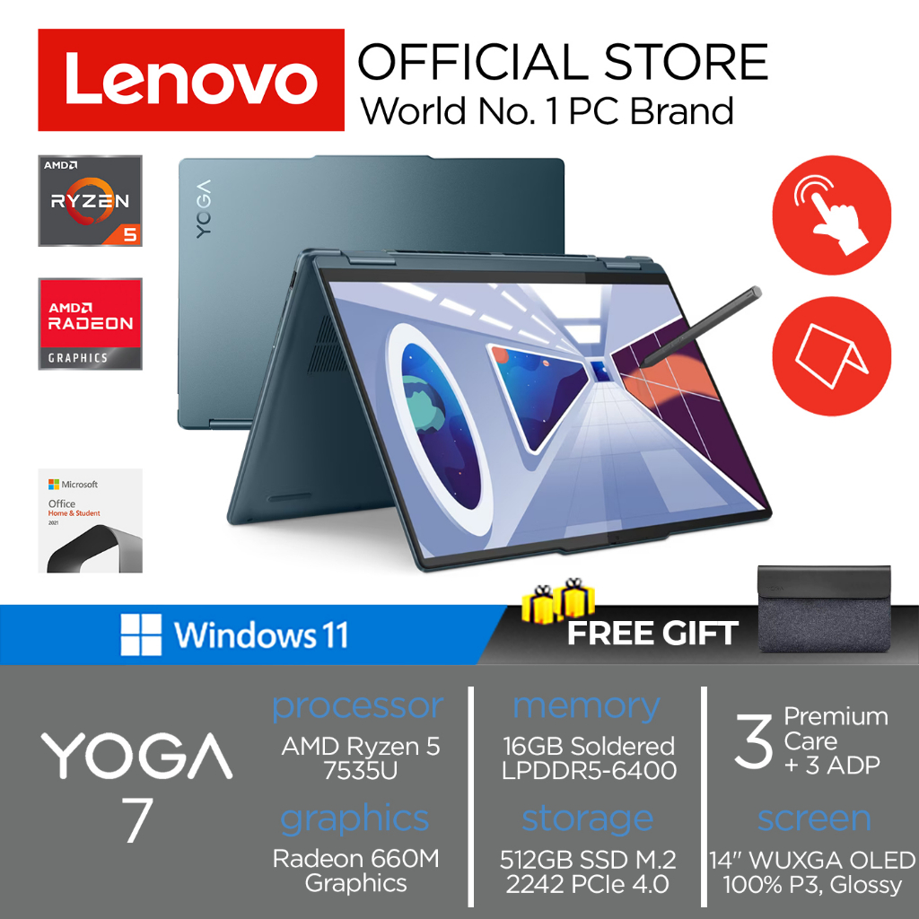 Jual Lenovo Yoga 7 14ARP8 Touch | Ryzen 5 OLED 7535U 16GB 512GB AMD ...