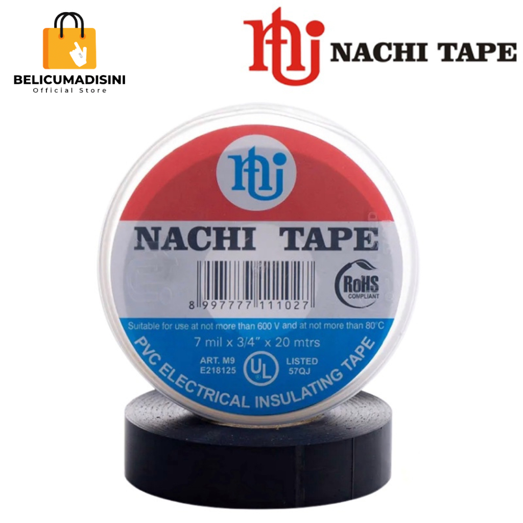 Jual NACHI ISOLASI HITAM / Isolasi Listrik NACHI TAPE PVC Black Warna