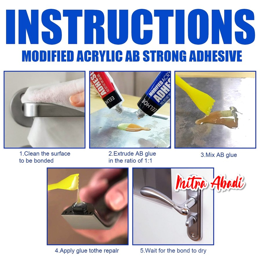 Jual Lem AB Akrilat / AB Glue Dries Quickly / Perekat Struktural ...