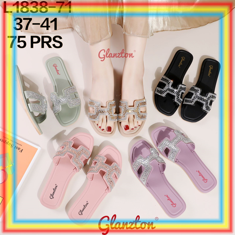 Jual L1838 71 Sandal Selop Glanzton Wanita Karet Model H Gliter Sendal