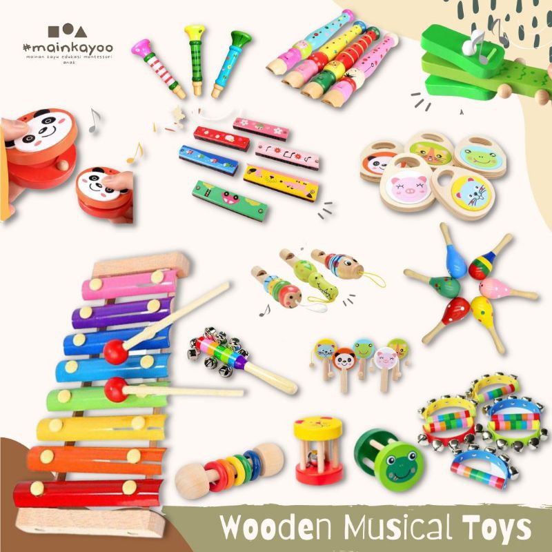Jual MAINAN KAYU MUSIKAL ANAK - ALAT MUSIK ANAK - WOODEN MUSICAL TOYS