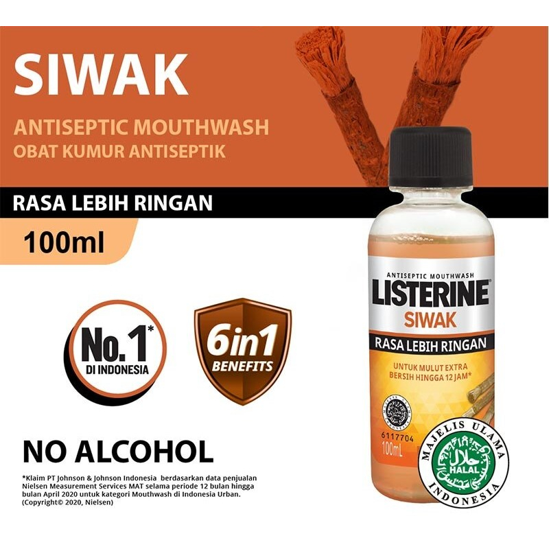 Jual Listerine Siwak Mouthwash 100 ml ( 1 botol ) / bau mulut, karang