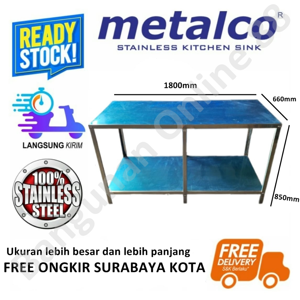 Jual Meja Kompor Meja Serba Guna Meja Stainless Panjang 1,8 Meter & 2 ...