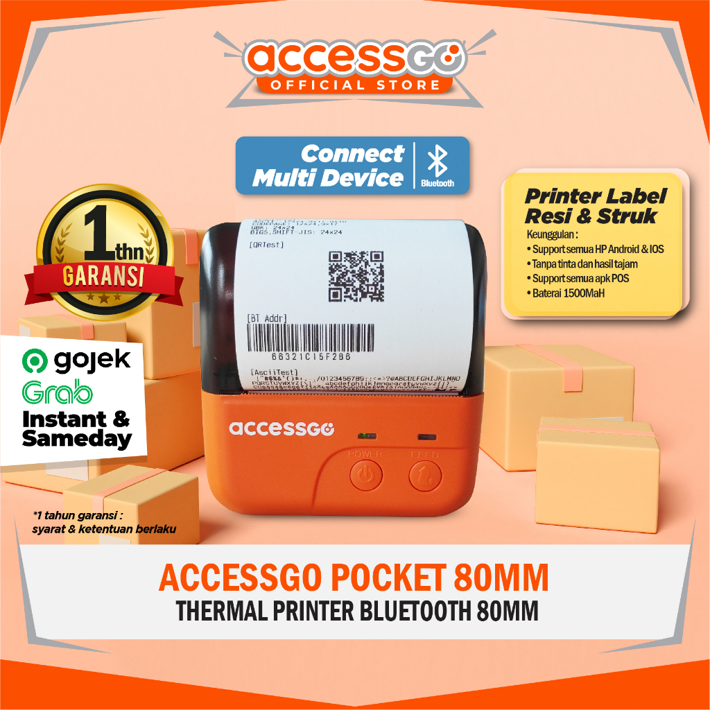 Jual Printer Bluetooth Thermal Resi Accessgo Pps Printer Pocket