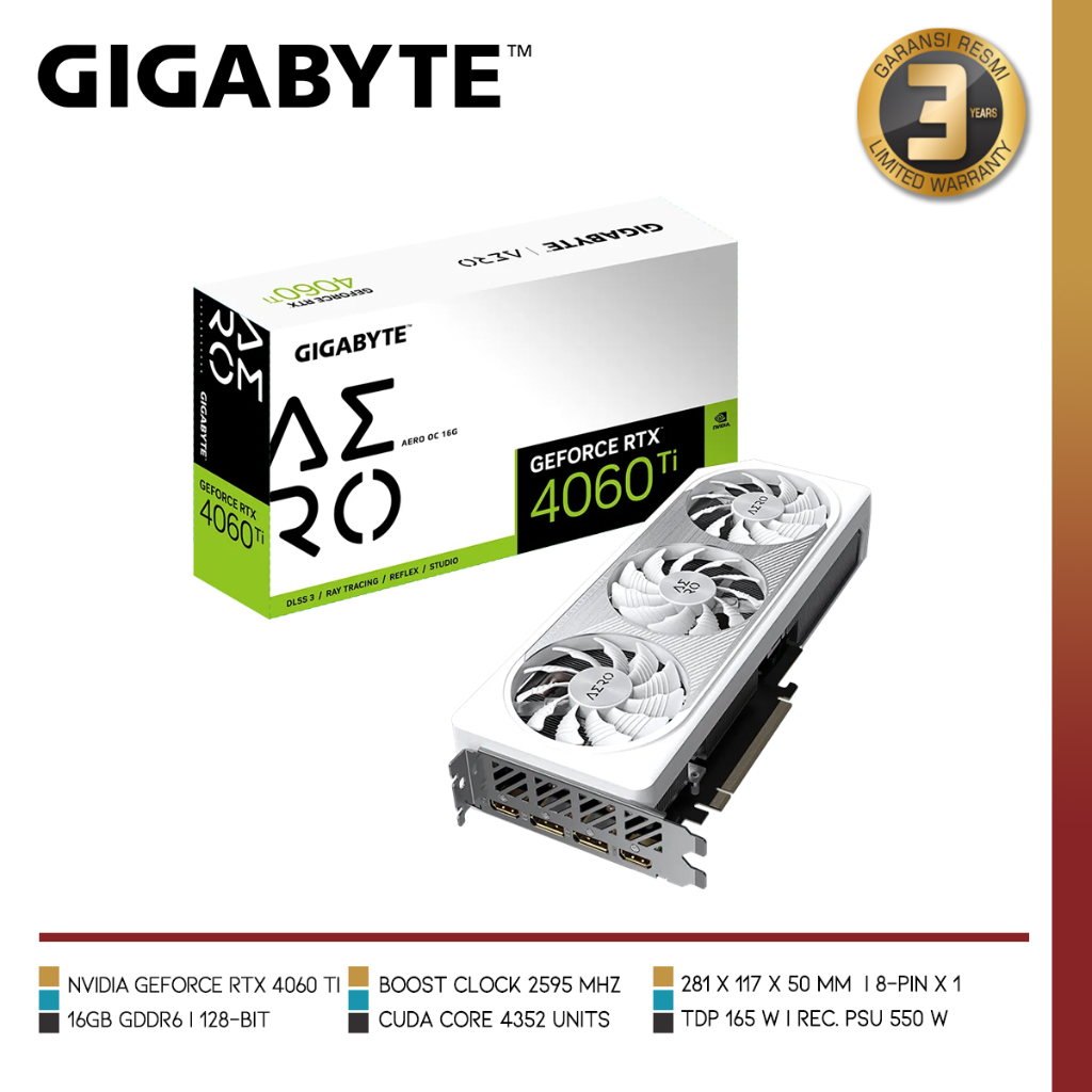 Jual GIGABYTE GeForce RTX 4060 Ti AERO OC 16G | Shopee Indonesia