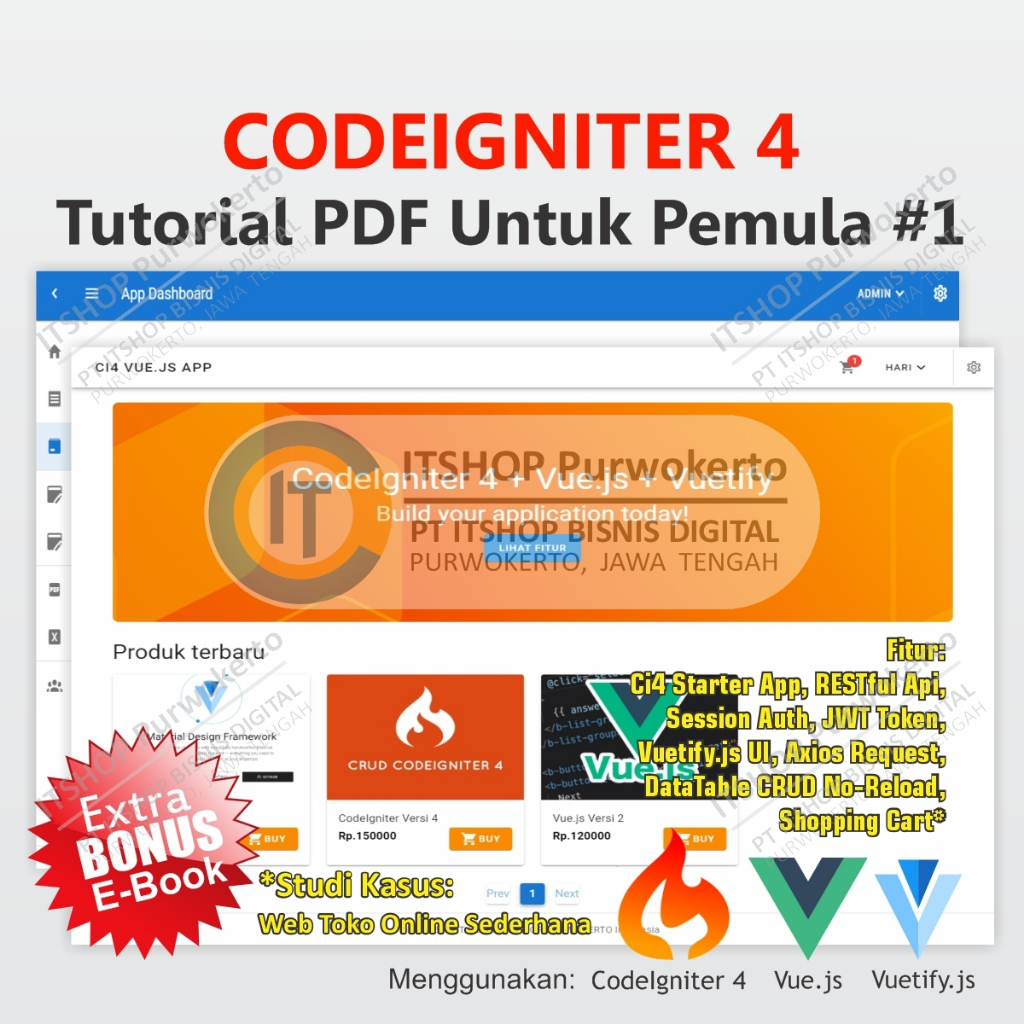 Jual Tutorial PDF Codeigniter 4 Pemula Membuat Aplikasi Web Toko Online ...