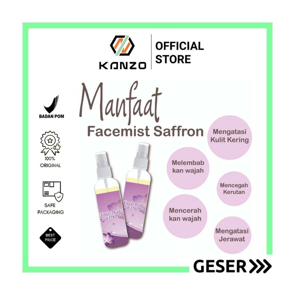 Jual Kanzo [BPOM] Face Mist Saffron Air Zam Zam 100ml / Facemist