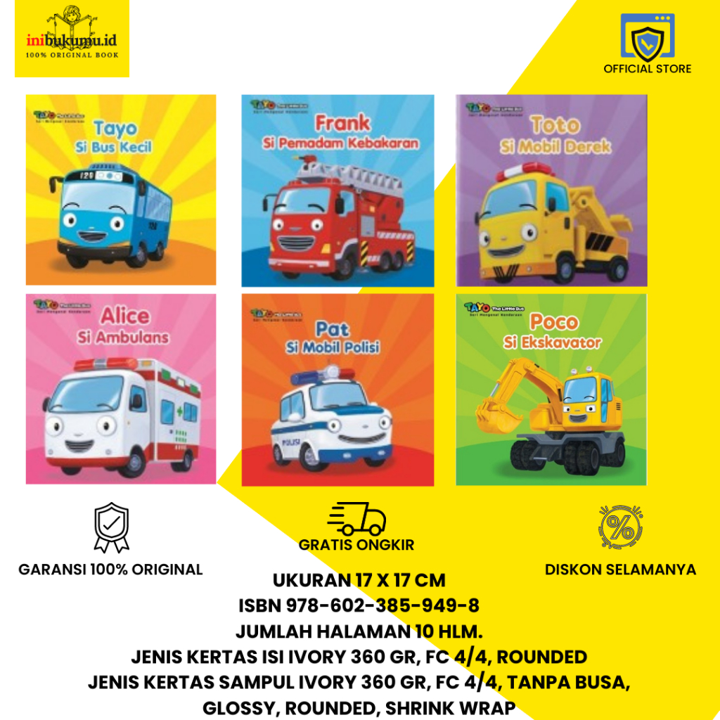 Jual Boardbook Tayo Seri Mengenal Kendaraan Tayo Si Bus Kecil Frank