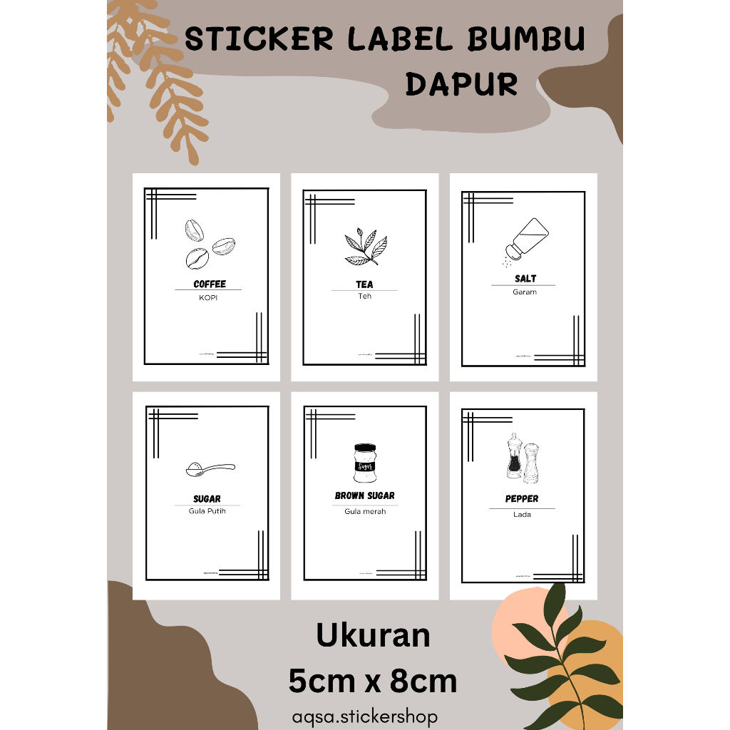 Jual Sticker Label Bumbu Dapur Ukuran 5cm x 8cm Shopee Indonesia