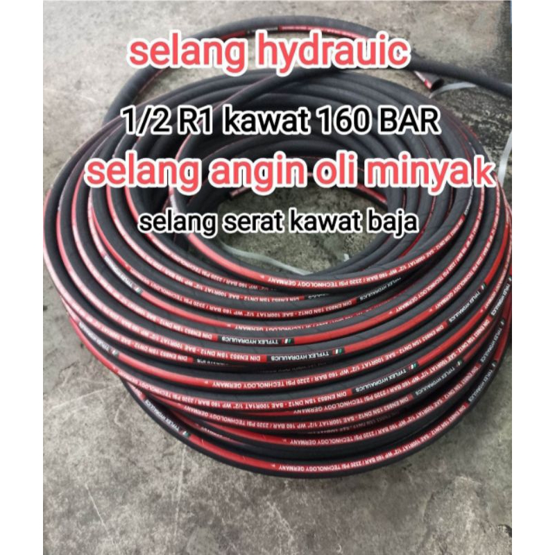 Jual Selang Hidrolik 1/2 R1 Kawat Hose Hydraulic Selang Oli Angin ...