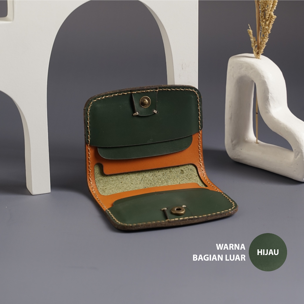 Jual dompet kartu kulit asli model dua warna card wallet kancing ...