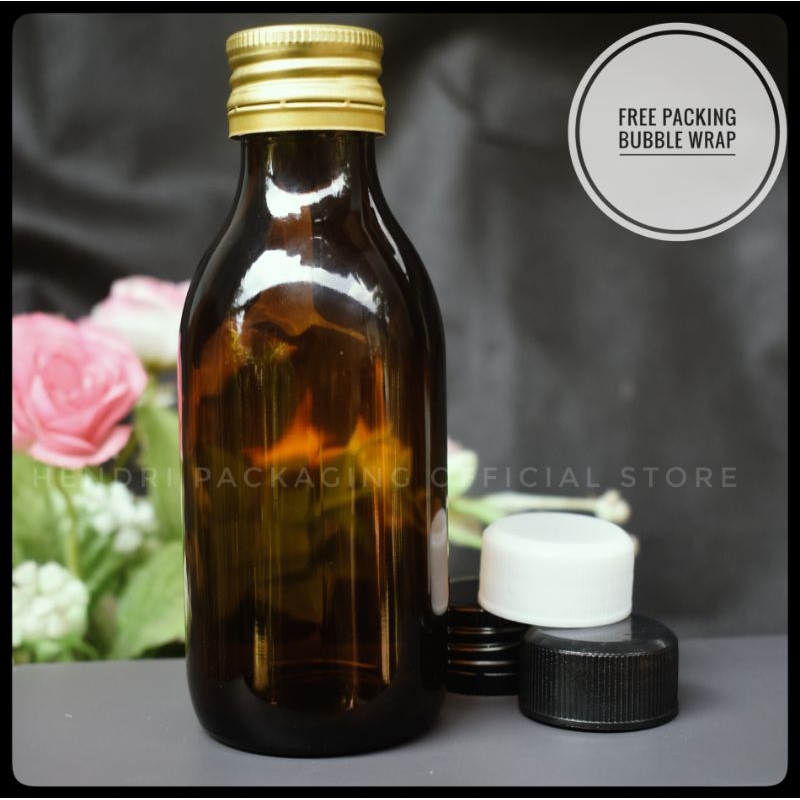 Jual Botol Kaca Amber 125ml Tutup Aluminium Gold - Botol Bode | Shopee ...
