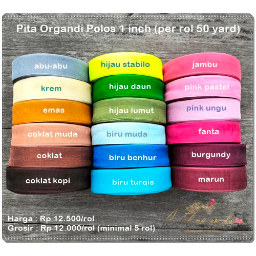 Jual Pop Pita Organdi Polos Cm Inch Per Rol Yard