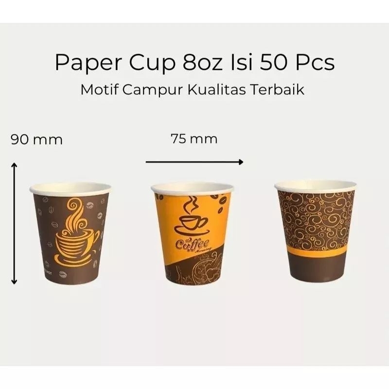 Jual Paper cup gelas kopi tahan panas dingin gelas kopi kertas 8oz isi ...