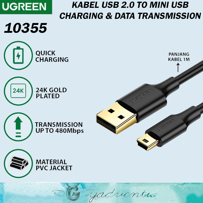 Jual Ugreen 10355 Kabel Data Kamera Dslr 5 Pin Usb 20 To Mini Usb Charger Shopee Indonesia 0339