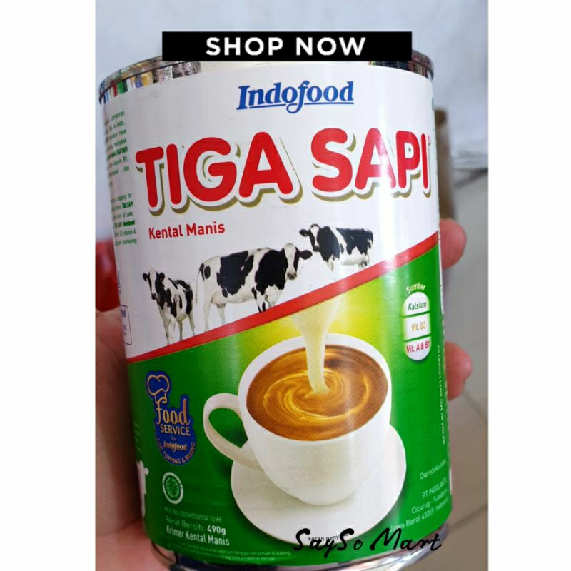 Jual Susu Kental Manis Krimer Kaleng Tiga 3 Sapi 490g | Shopee Indonesia