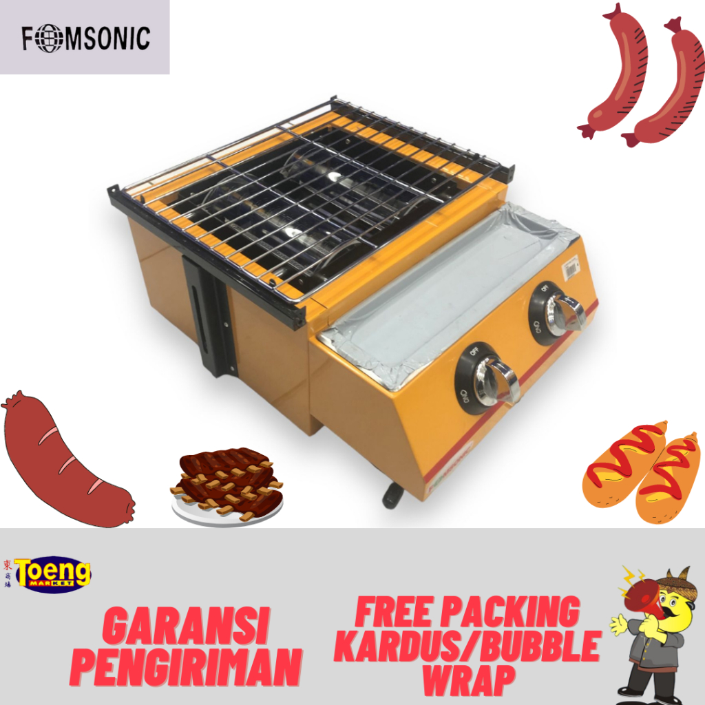 Jual KOMPOR PANGGANG 2 TUNGKU / GAS ROASTER 2HEAD ET-SK-02+KACA ...