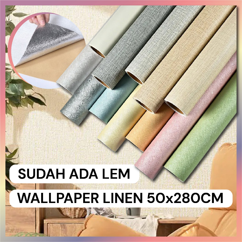 Jual Wallpaper Foam Linen Roll Walpaper Dinding Dekorasi Kamar Tidur