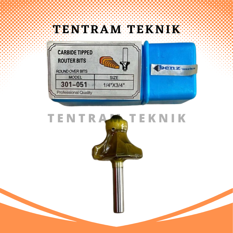 Jual Mata Profil Round Over Bit 301 - 051 Benz / Router Round Over Bit ...