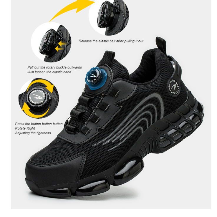 Jual Sepatu safety Shoes Tali Putar sporty hitam pria wanita proyek