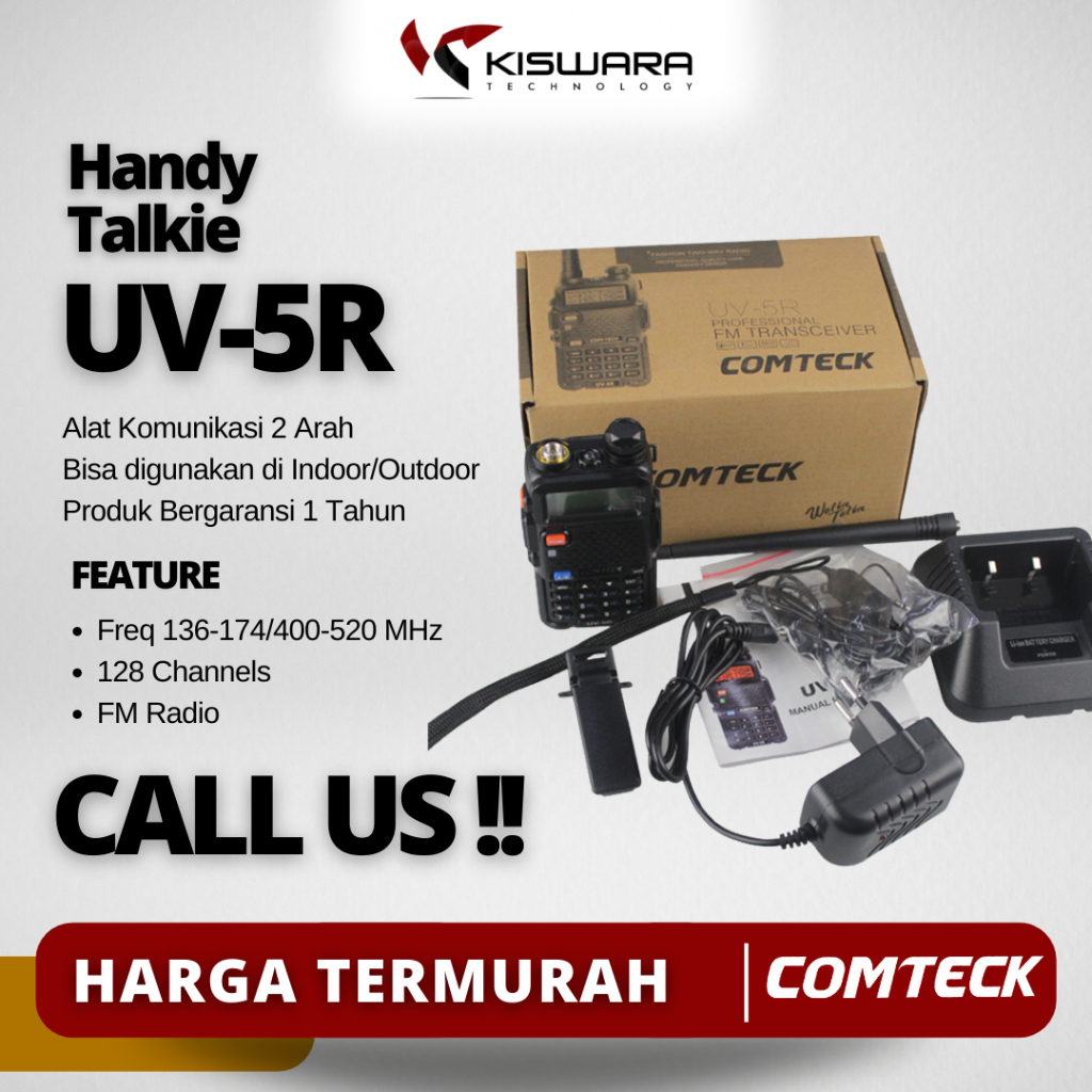 Jual [PROMO] HT Handy Talkie Comteck UV-5R Dual Band VHF - UHF Radio FM ...