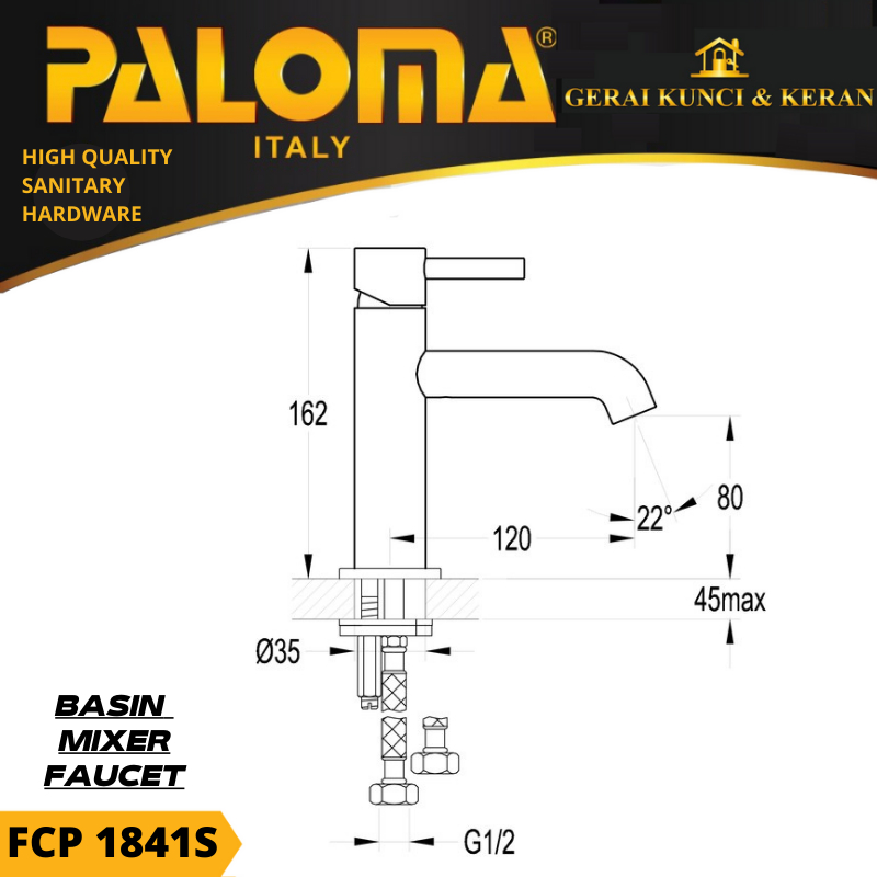 Jual PALOMA FCP 1841S Keran Wastafel Cuci Tangan Kran Air Panas Dingin ...