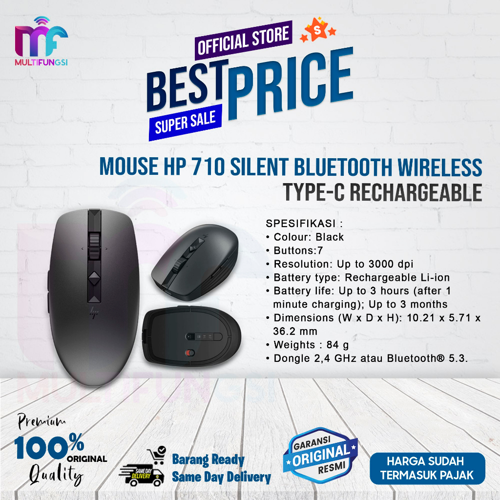 Jual Mouse HP 710 Silent Bluetooth Wireless Type-C