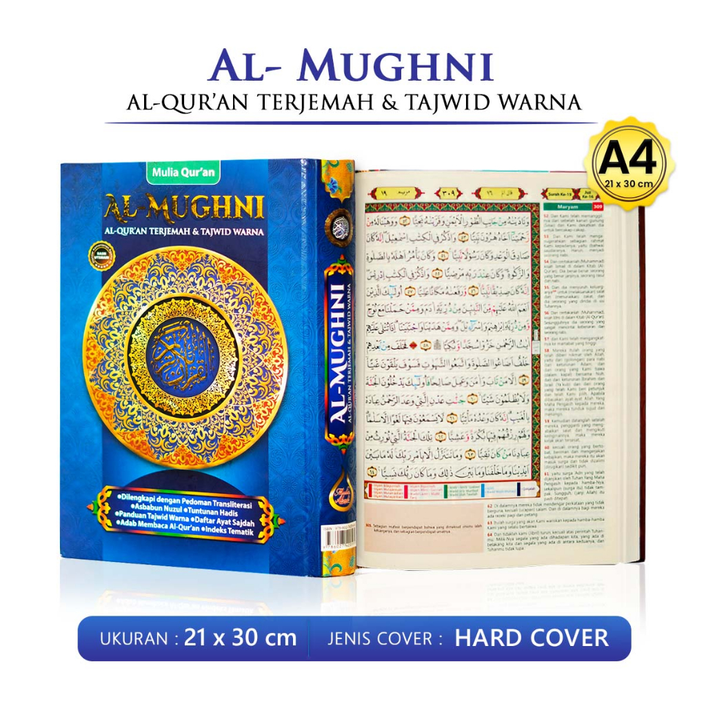 Jual Al Quran Besar Terjemah Tajwid Al Mughni Alquran A4 Warna Quran ...