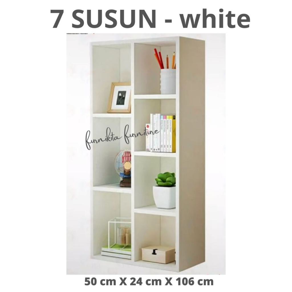 Jual RAK BUKU 7 SUSUN PUTIH LEMARI SERBAGUNA MINIMALIS | Shopee Indonesia