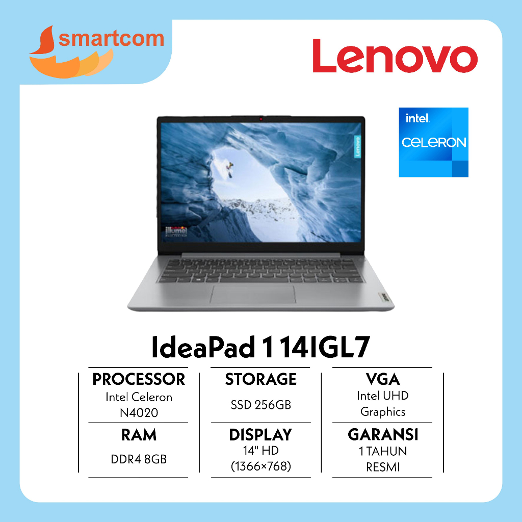 Jual Lenovo Ideapad Slim 1 14igl7 6yid Celeron N4020 8gb 256gb Ssd 14″ Hd Tn Cloud Grey Shopee 2261