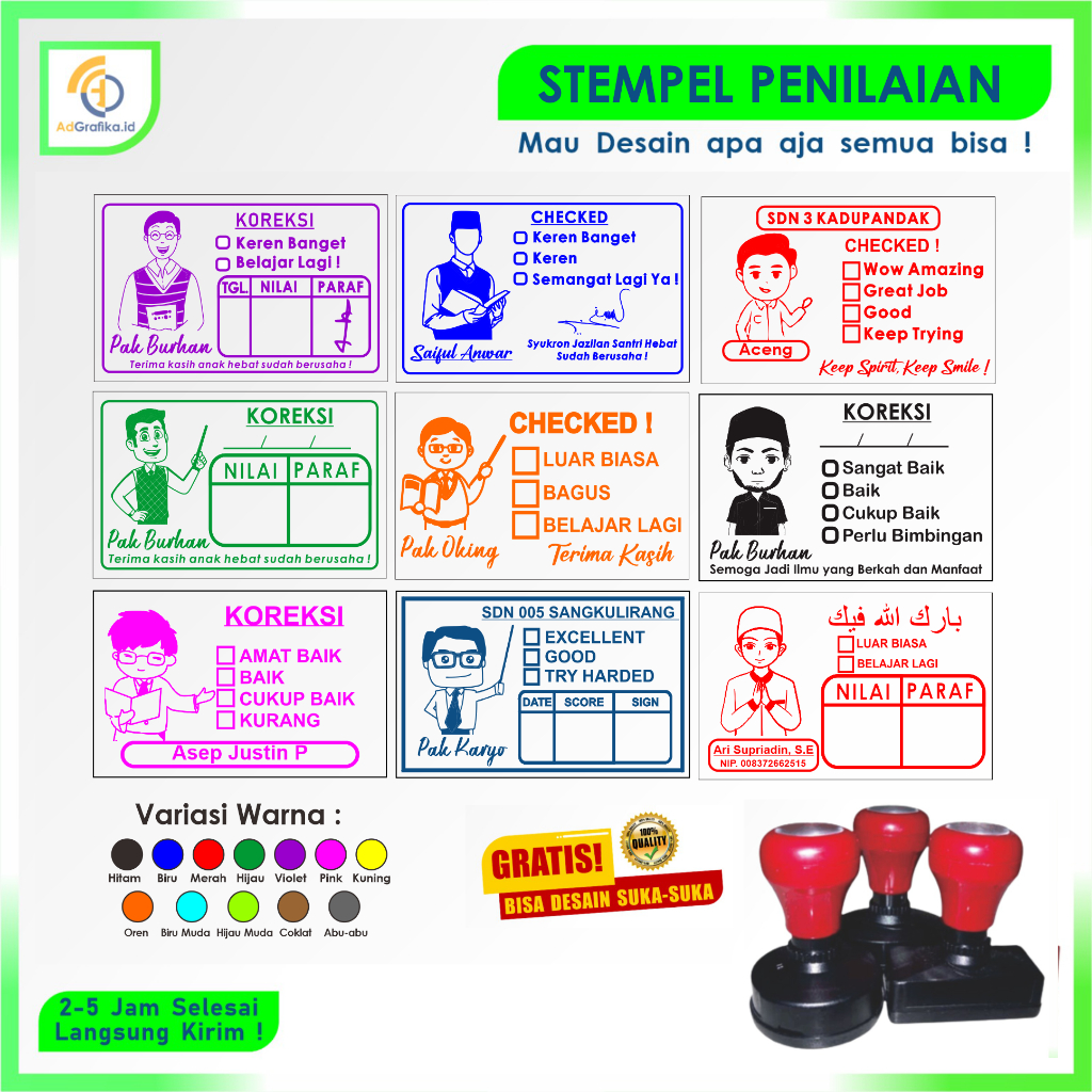 Jual Stempel Nilai Guru Penilaian Koreksi Checked Bisa Custom Shopee Indonesia