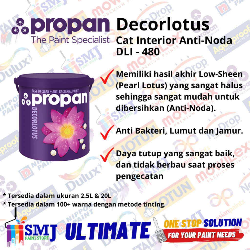 Jual Cat Tembok Anti Noda Propan Decorlotus Dli Warna Tinting L