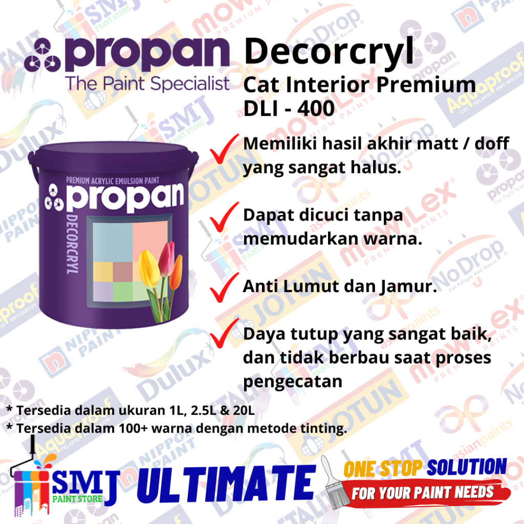 Jual Cat Tembok Interior Premium Propan Decorcryl Di Warna Tinting L Shopee Indonesia