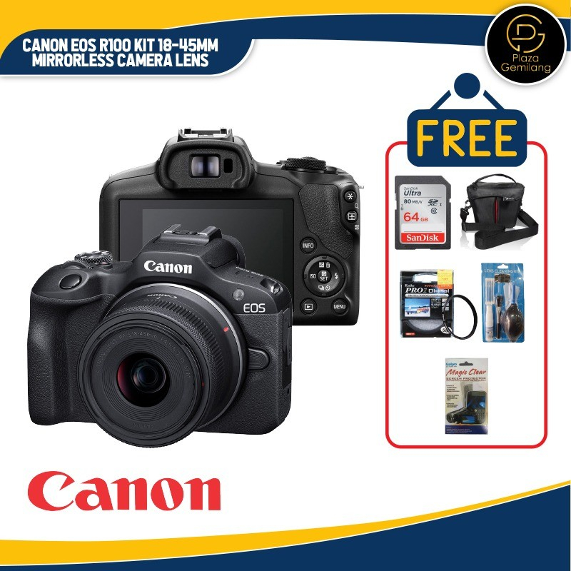 Jual Canon EOS R100 Kit 18-45mm Mirrorless Camera Lens | Shopee Indonesia